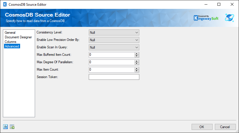 CosmosDB Source Editor